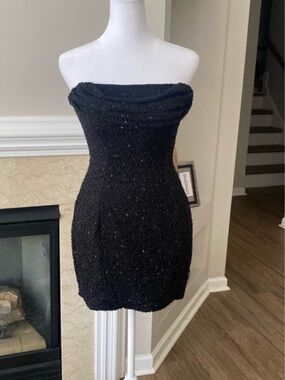 Oh Polly Embellished Strapless mini dress